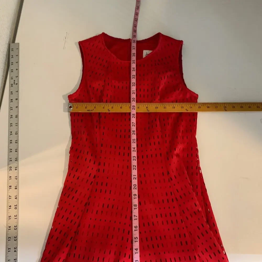 Joseph Ribkoff Dress Womens 6 Cutwork Lasercut Fit Flare Sleeveless Lined Skater